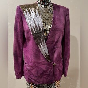 Vintage Nolan Miller Magenta Jacket with Beaded Accents
